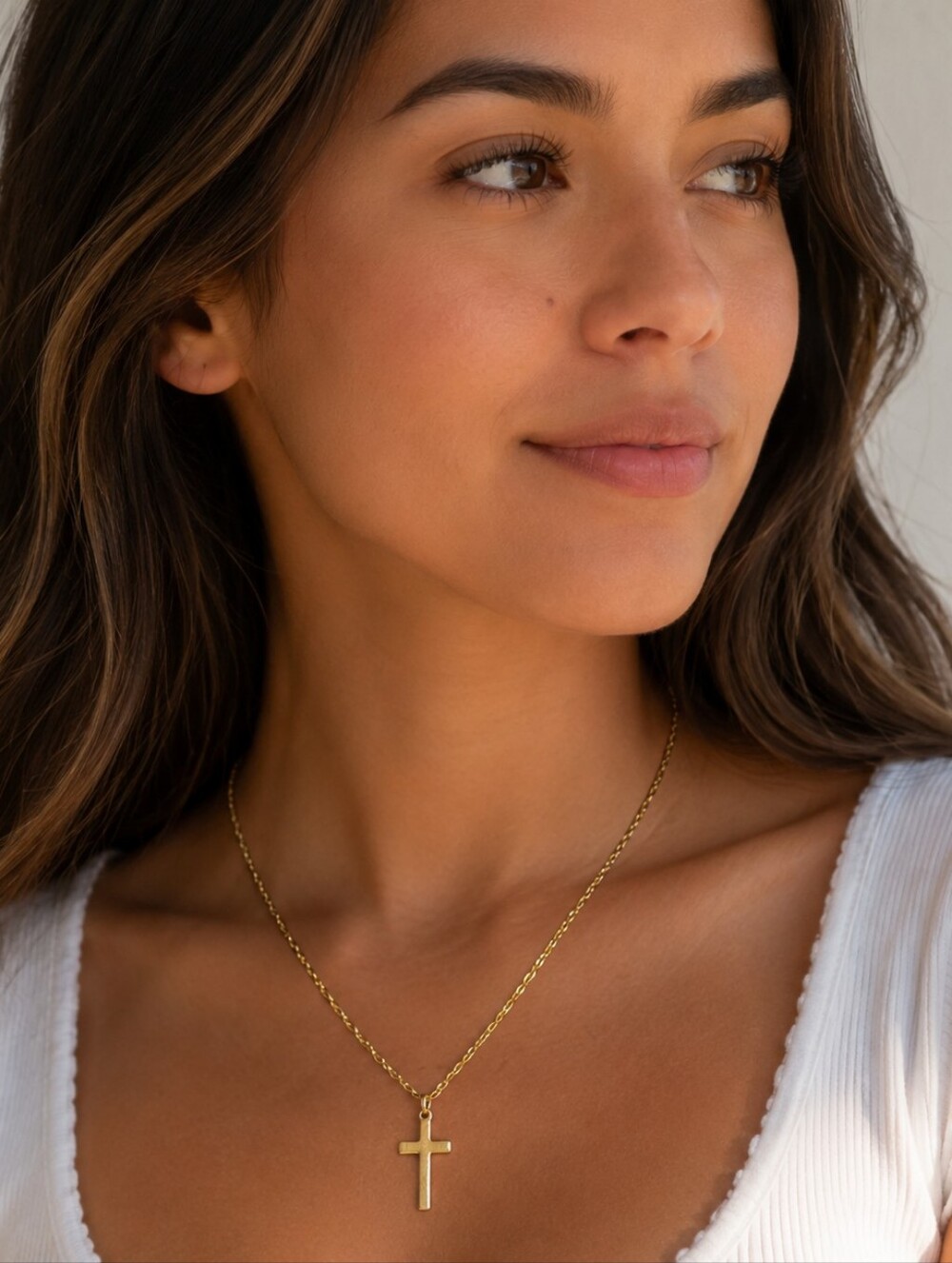 Cross Necklace Gold Chain Dainty Minimalist Pendant Vintage Religious Jewelry